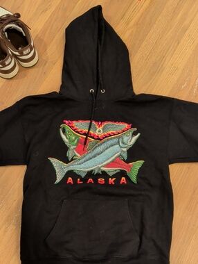 Black Alaska Fish Graphic Hoodie